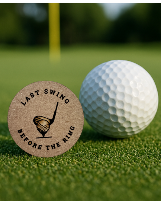 Golf Ball Marker-"Last Swing Before the Ring" (With Putter)