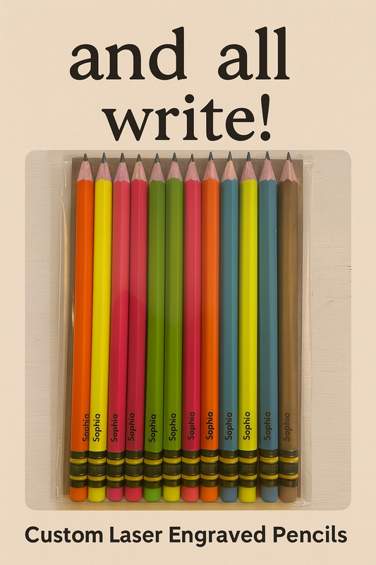 12 Laser Engraved Neon Pencils
