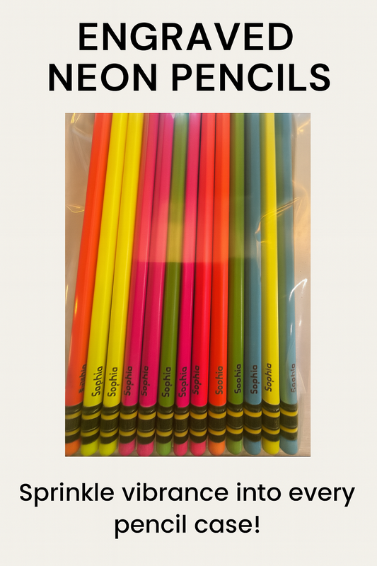 12 Laser Engraved Neon Pencils