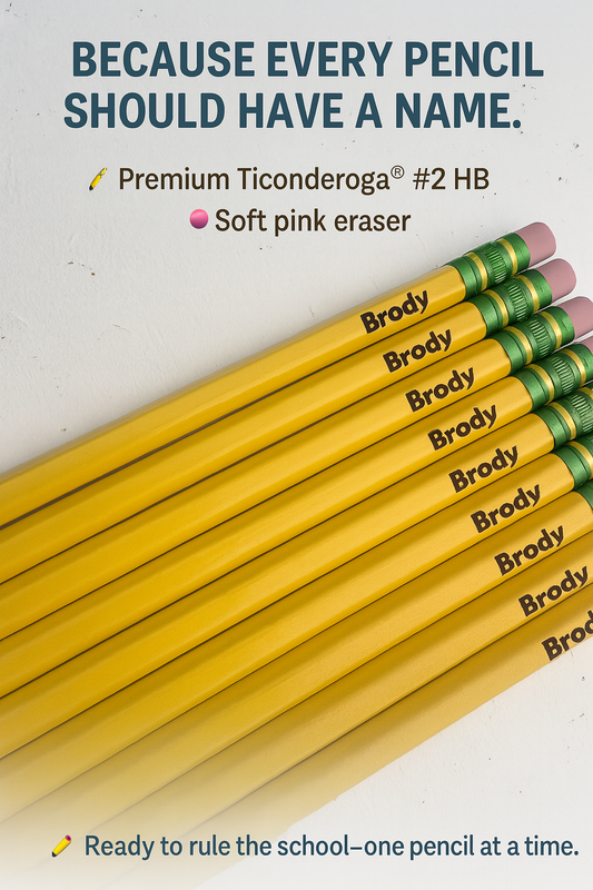 12 Laser Engraved Yellow Pencils