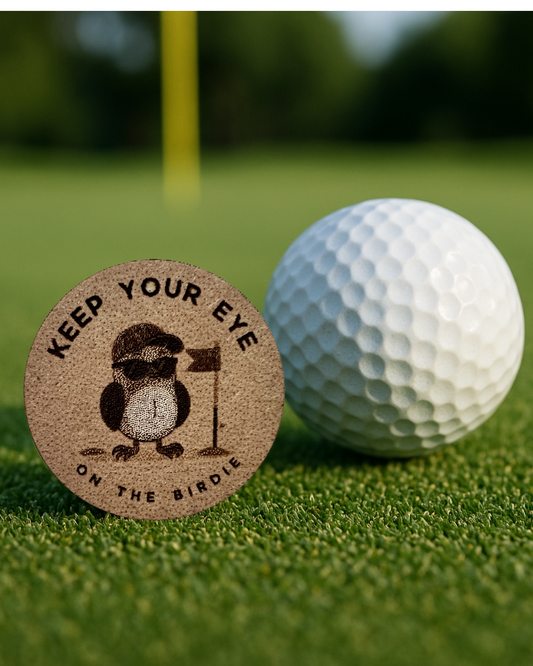 Golf Ball Markers-"Keep Your Eye on the Birdie" (Bird With Glasses)