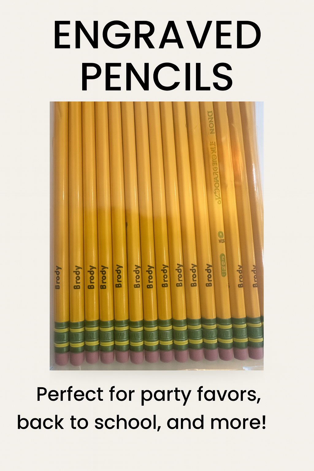 12 Laser Engraved Yellow Pencils